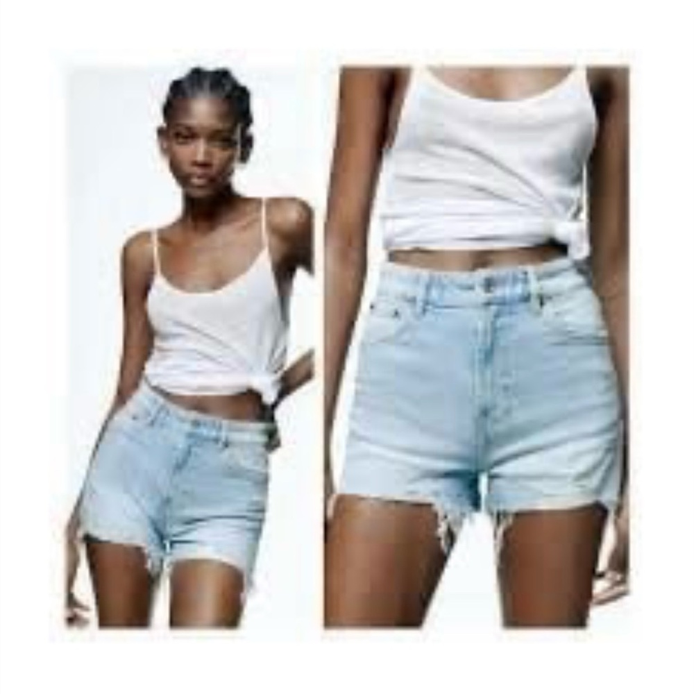NWT Zara Hi-Rise Light Wash Jean Shorts 2